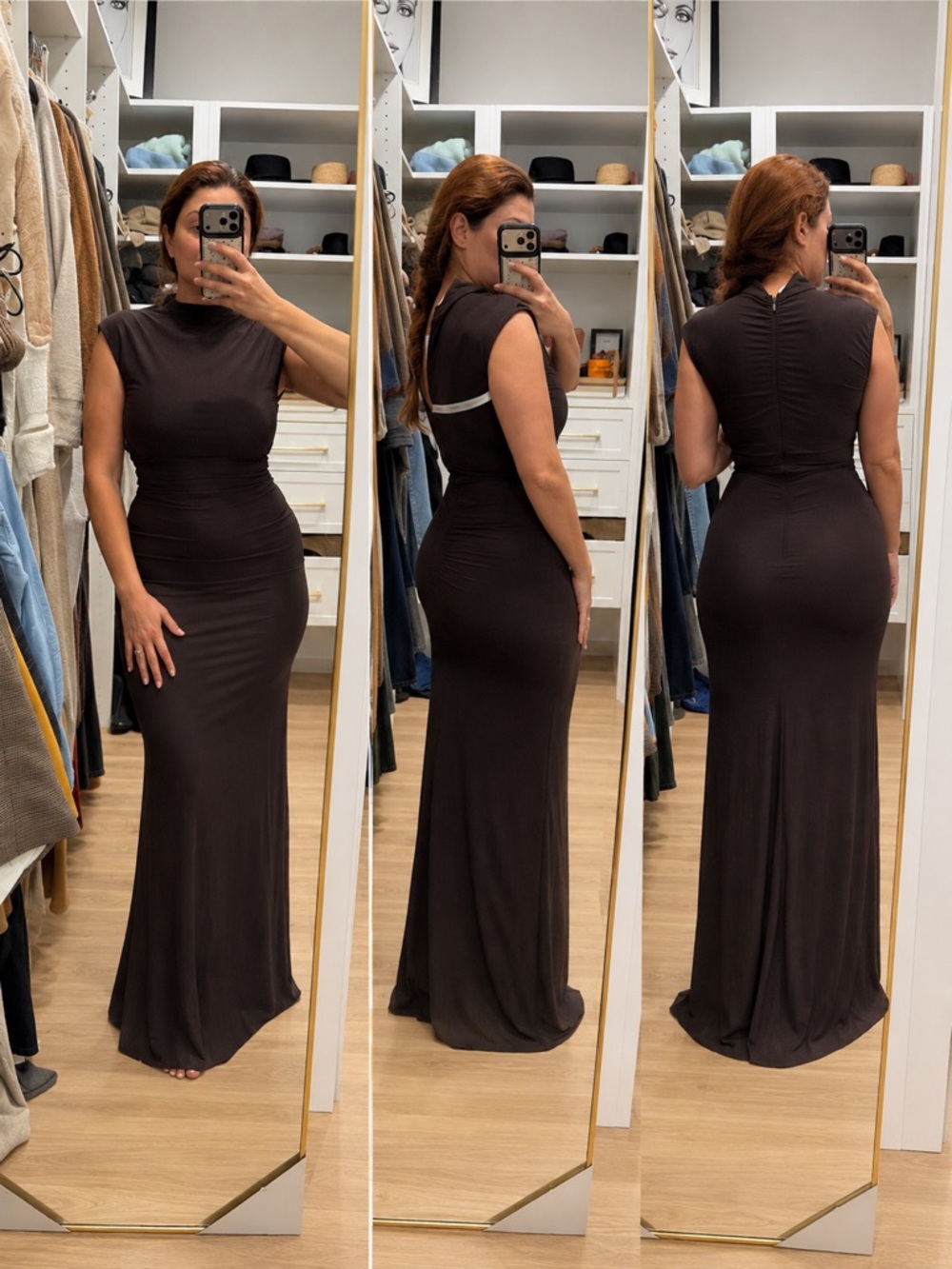 Sleeveless Dark Brown Maxi Dress by